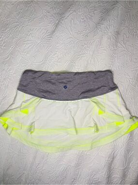 Lululemon Women's White & Neon Yellow Athletic Skirt with Gray (no shorts)
